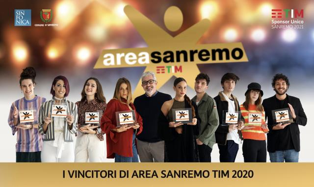 Area Sanremo TIM 2020 | Premiati i vincitori della finale: D’Arbenzio, Mirall,  Faggi, Marinari,  Emanueli,  Miola, Dellai, Fadel, Guasto