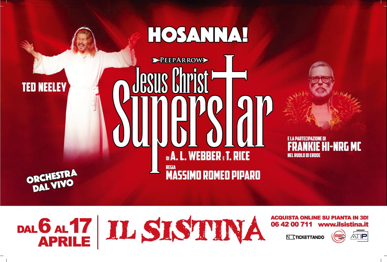 Jesus Christ Superstar  per l’Ucraina: al Sistina con Ted Neeley e Frankie Hi-Nrg primo Erode hip hop – dal 6 aprile